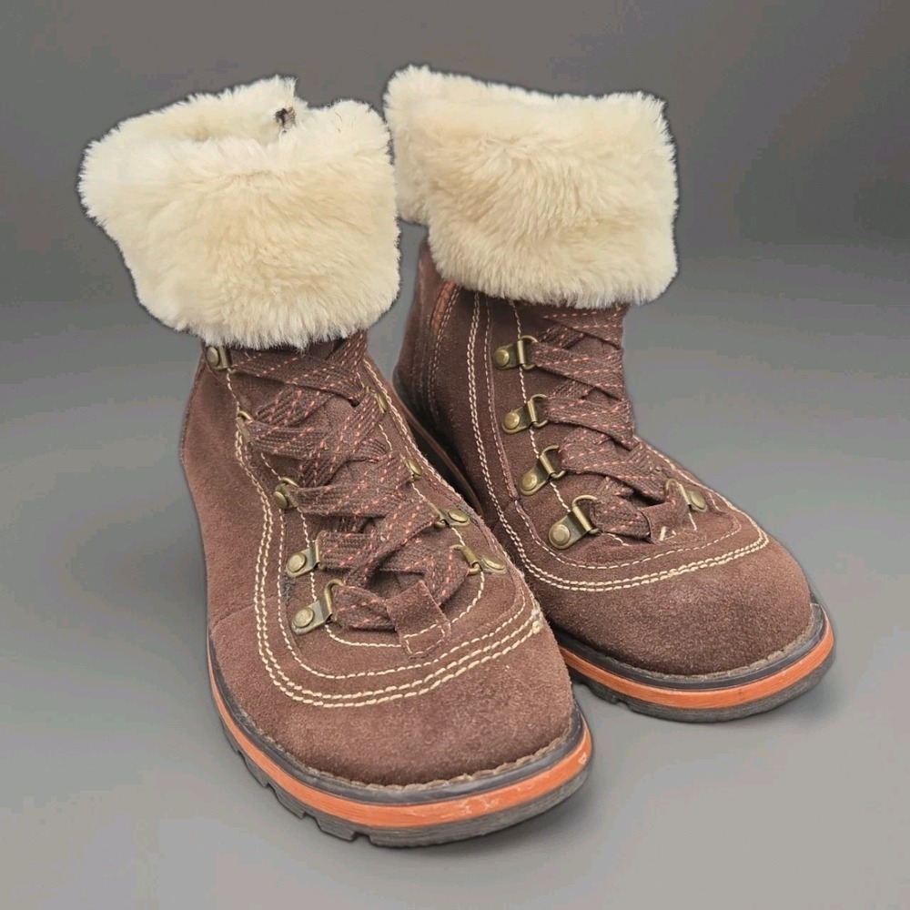 Woolrich Brown Suede Faux Fur Winter Zip/Lace Boots Women's Size EU 40 US 8 M